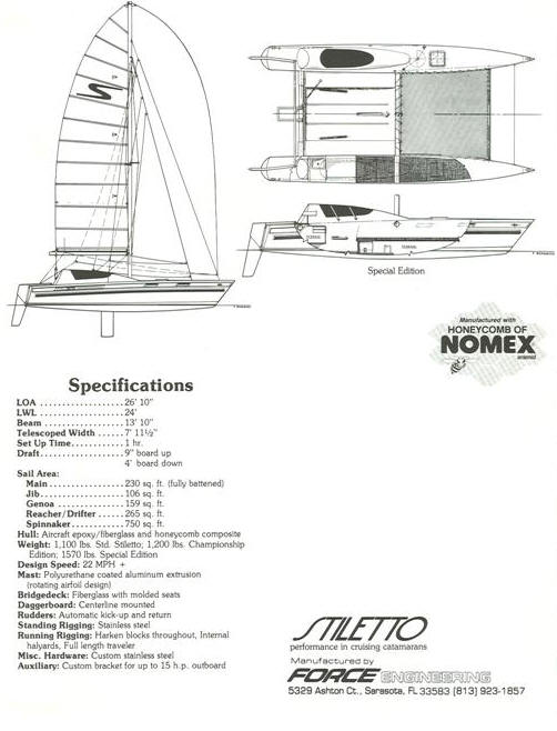stiletto 27 catamaran specifications